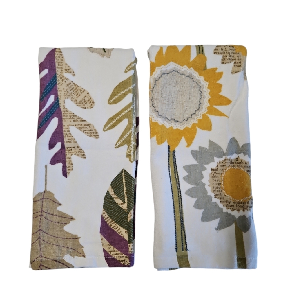 Sonoma Sunflower & Leaf Hand Towels‎